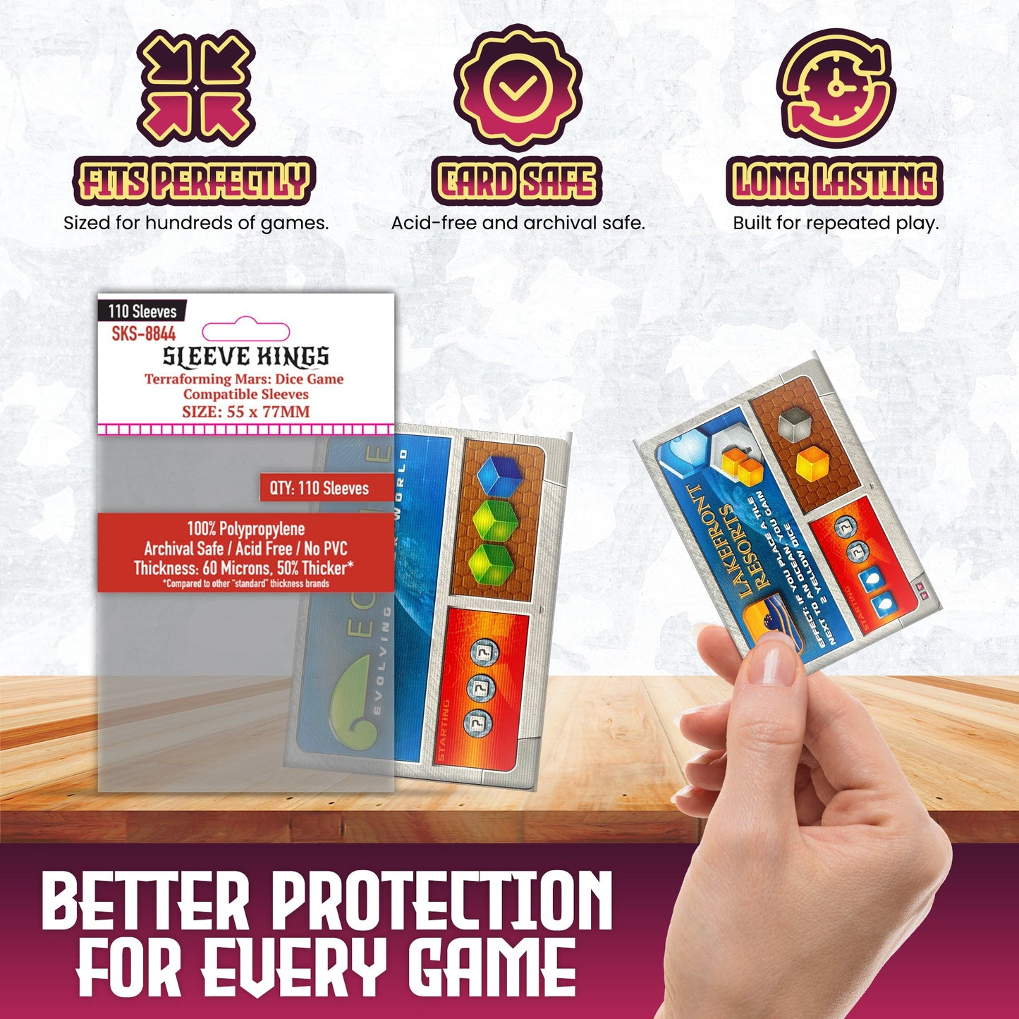 "Terraforming Mars: Dice Game" Compatible Card Sleeves (55x77mm) 110 Pack, 60 Micron, SKS-8844