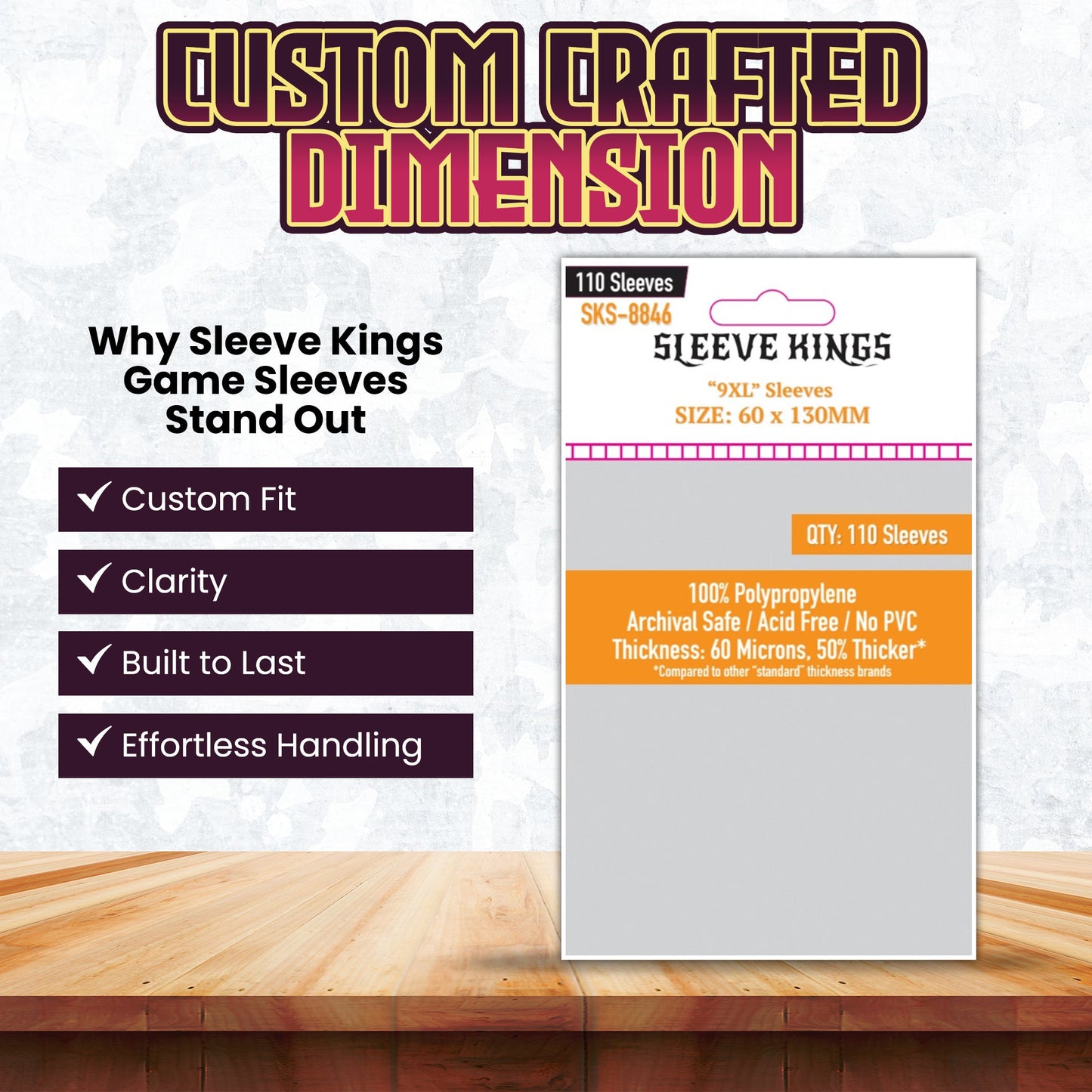 9XL Game Card Sleeves (60x130mm) 110 Pack, 60 Microns, SKS-8846