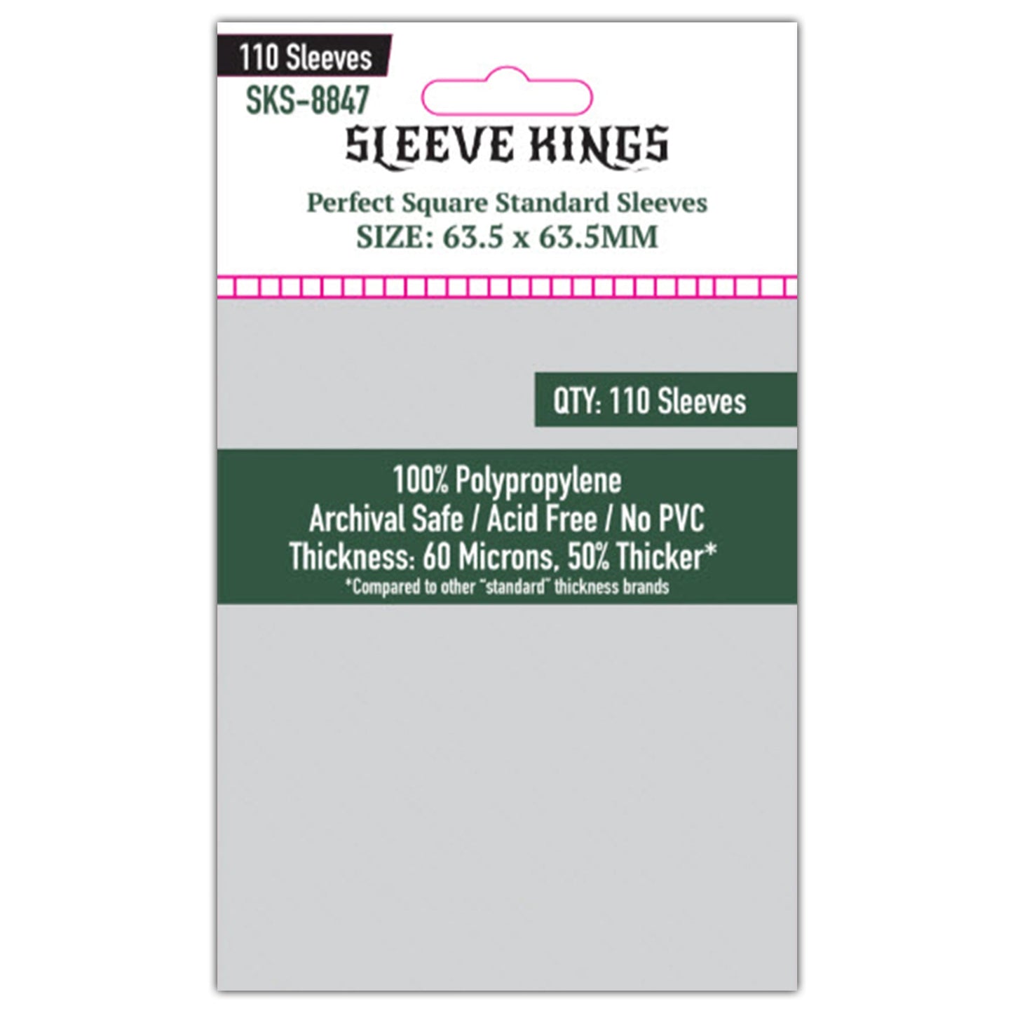 Perfect Square Standard Sleeves (63.5x63.5mm) 110 Pack, 60 Microns, SKS-8847