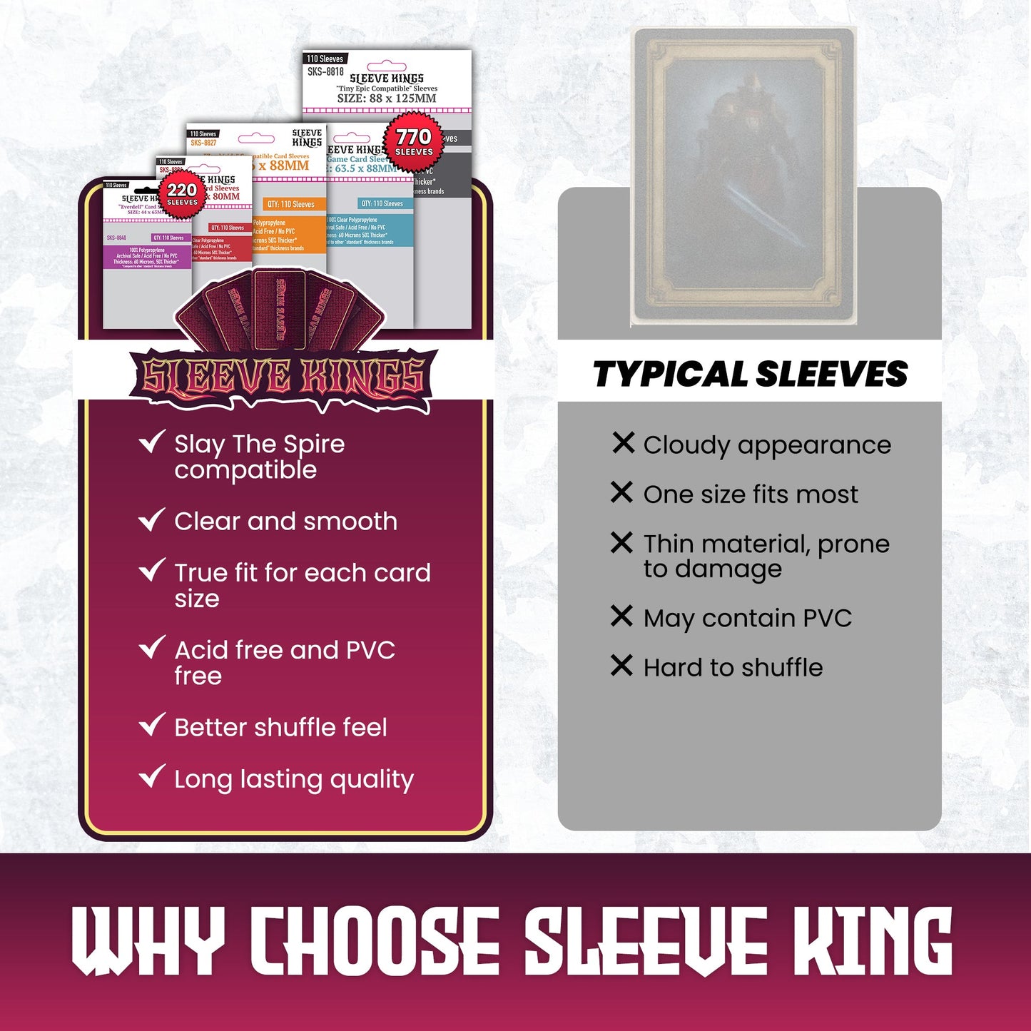 "Slay the Spire: The Board Game" Sleeve Bundle (8806 X 1 + 8810 X 7 + 8818 X 1 + 8827 X 1 + 8840 X 2)