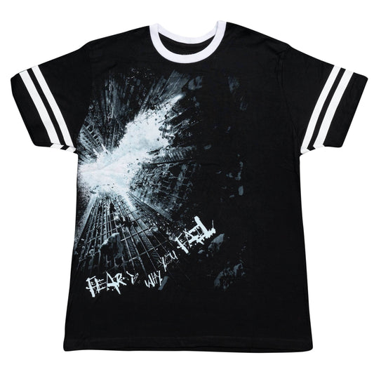 Batman The Dark Knight Fear is Why You Fail Striped sleeves Black Mens T-Shirt - S