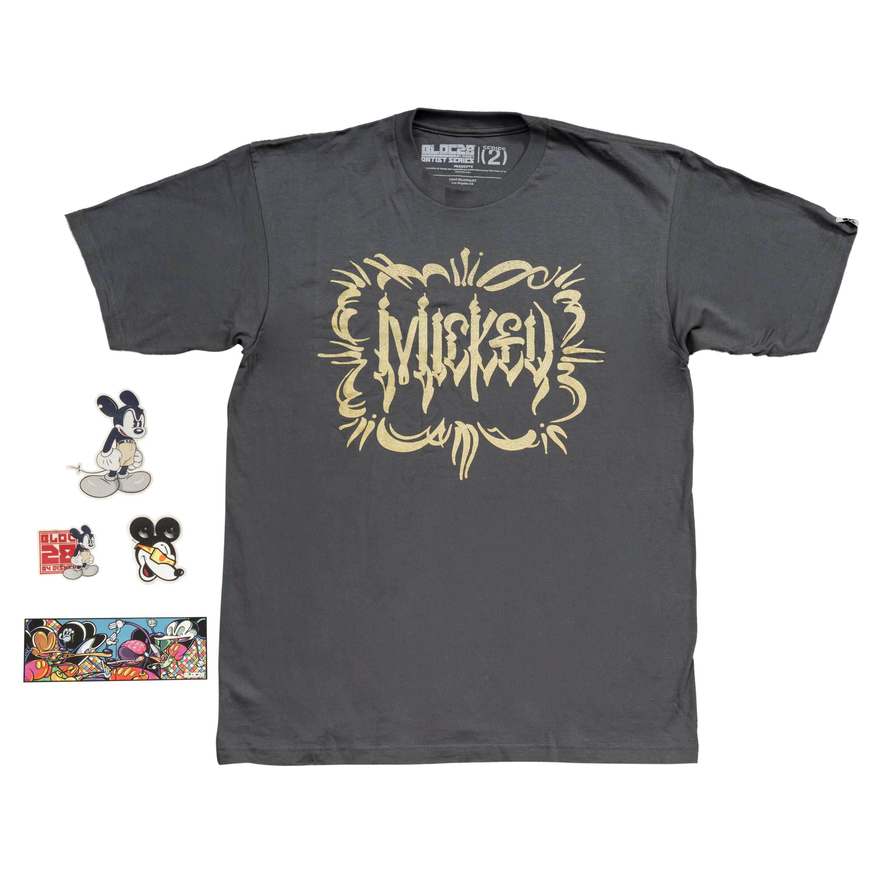 Adult Disney Art BLOC28 Artist Series 2 Mickey Mouse Street Graffiti T-Shirt - S