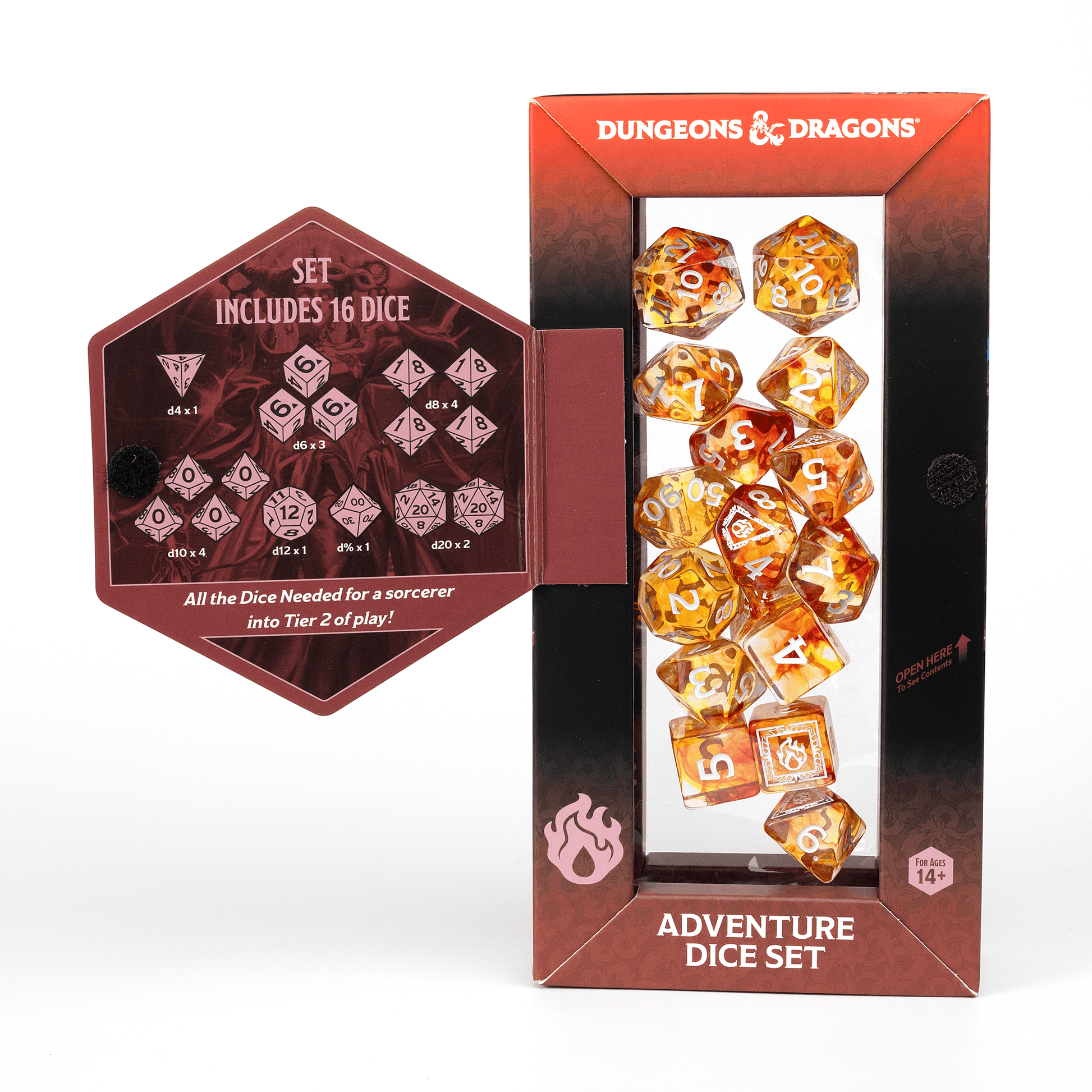 D&D Adventure Dice Set - Sorcerer Edition | Orange 16pc Collection - 