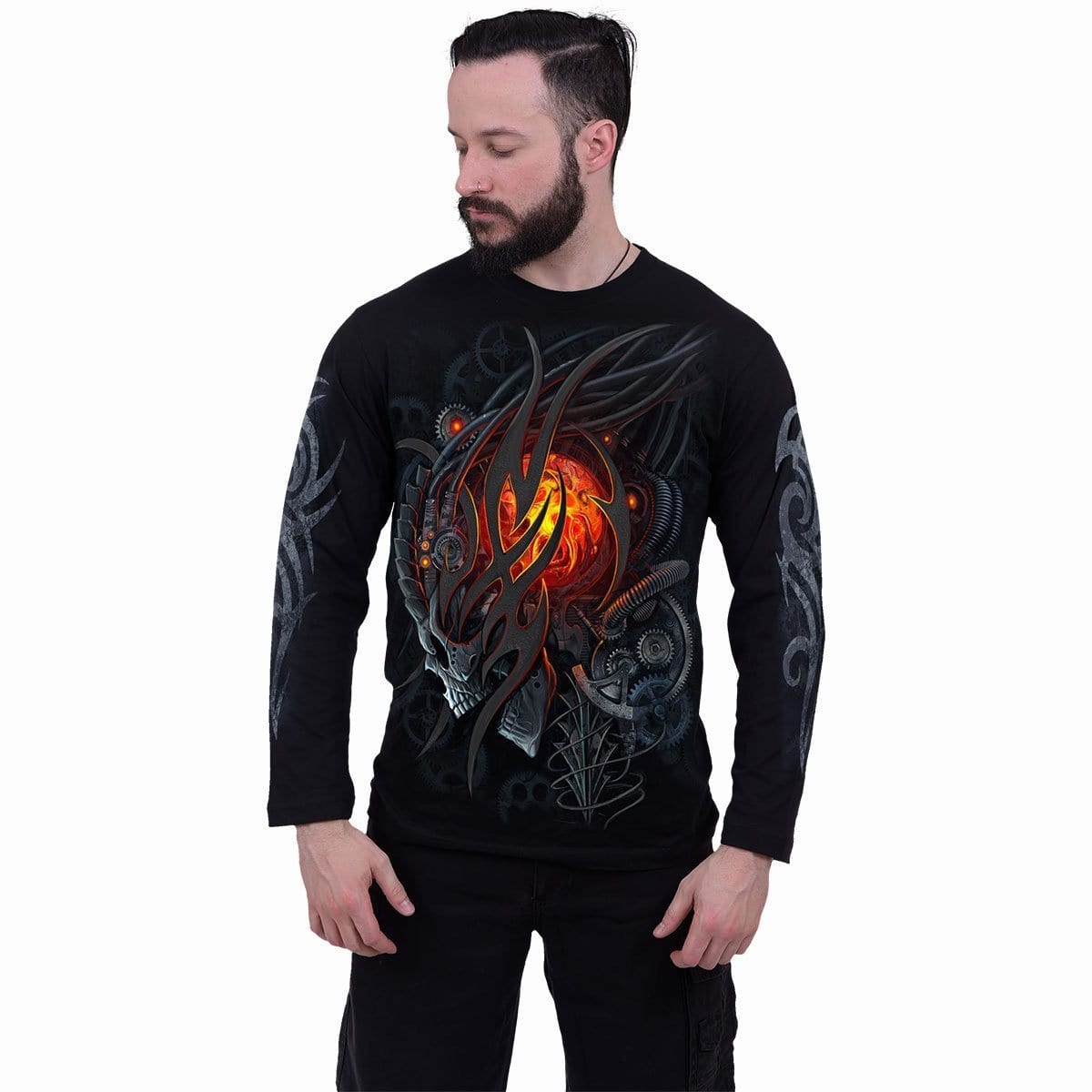 STEAMPUNK SKULL - Longsleeve T-Shirt Black