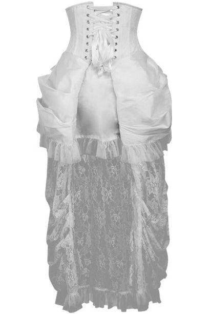 Top Drawer Steel Boned White Lace Victorian Bustle Underbust Corset Dress - Small