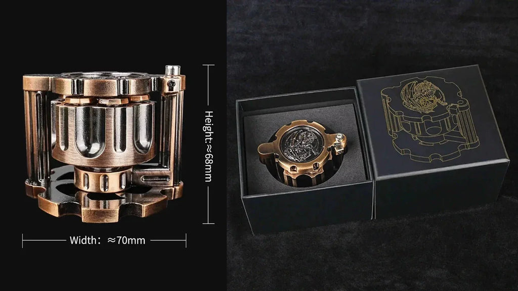 Unique dnd revolver dice set: 7 cool metal dnd bullet dice in the rotating revolver cylindrical magazine