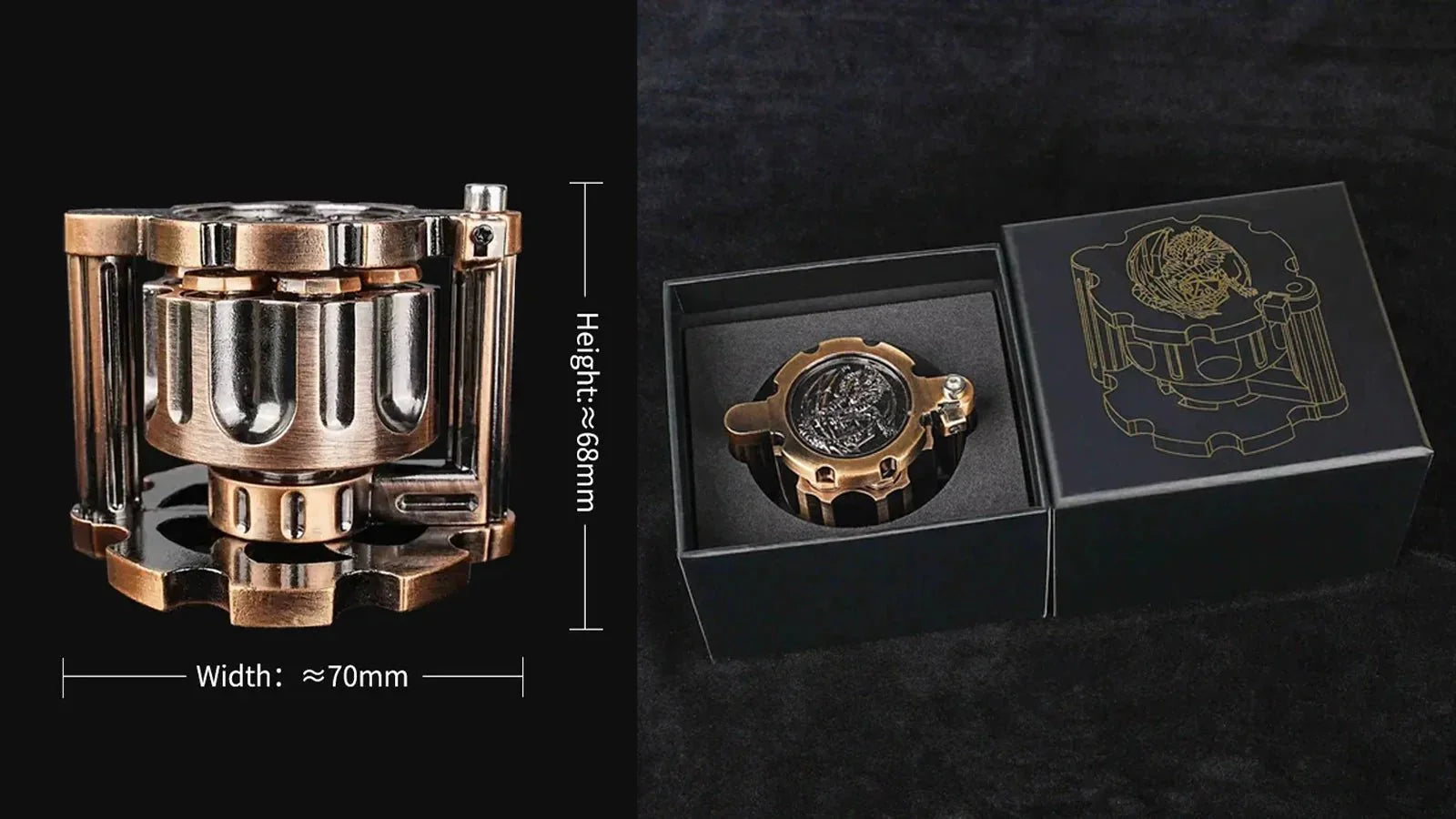 Unique dnd revolver dice set: 7 cool metal dnd bullet dice in the rotating revolver cylindrical magazine