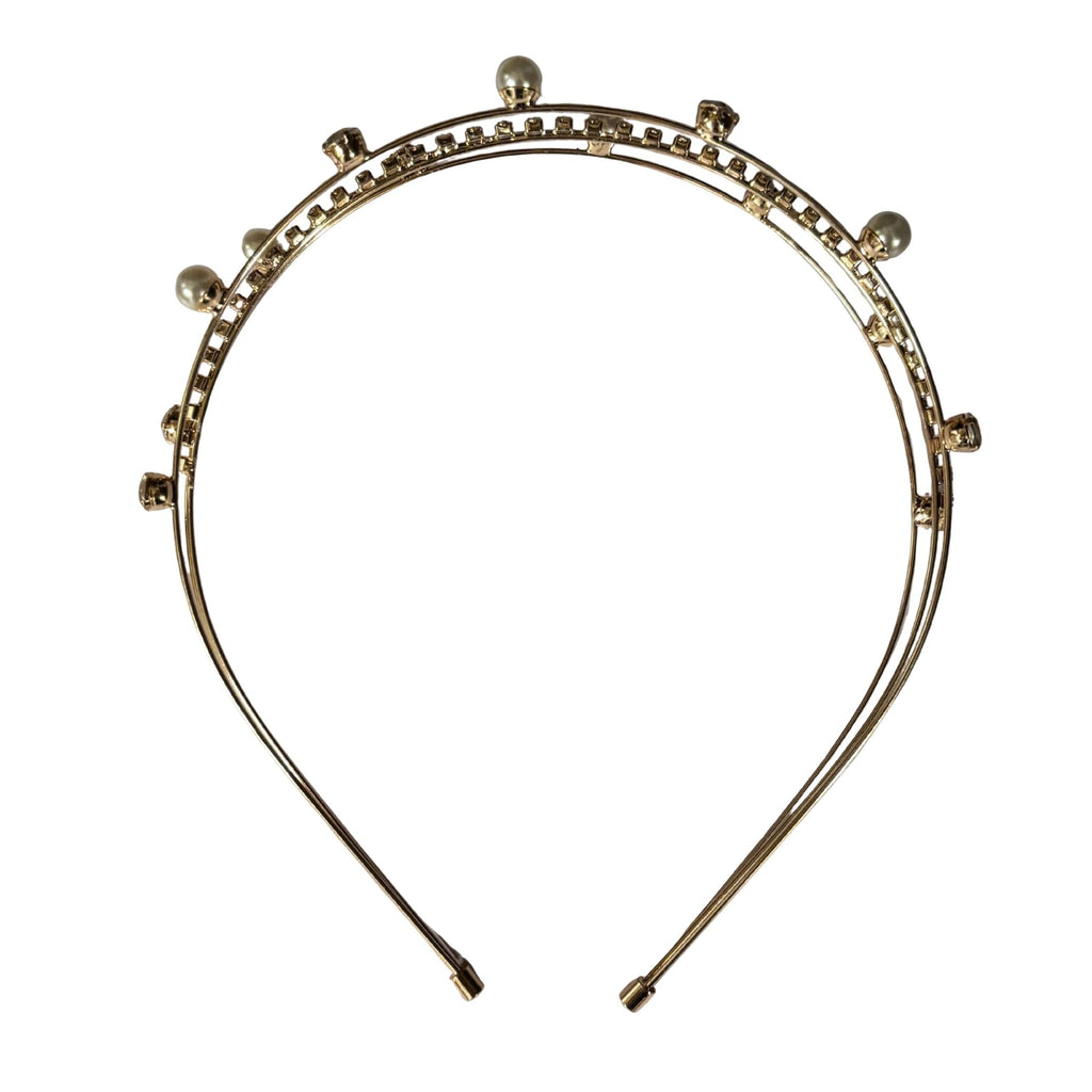 Three Strand Jeweled Headband Tiara | Party or Bridal Hair Accessory [Available in Gold or Silver]