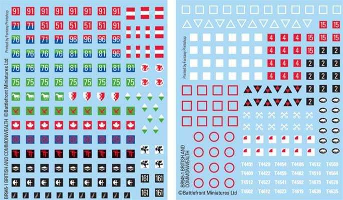 Flames of War: British and Commonwealth Decals - 