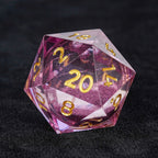 Sharp Edge Purple Quicksand Liquid Core Resin DND Dice Set + Gold Font