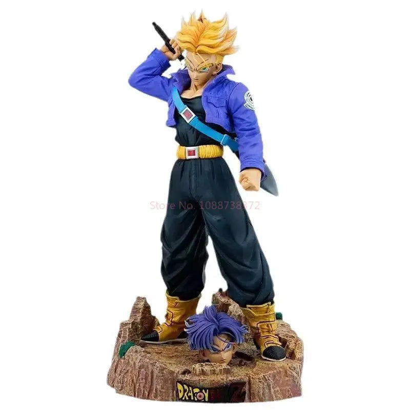 Trunks Dragon Ball Z Anime Figure, DBZ Interchangeable Super Saiyan Head Action Figure 50 cm