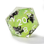 Dynamic Music Black Cat Light Blue Glitter Resin DND Dice Set