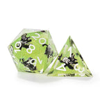 Dynamic Music Black Cat Light Blue Glitter Resin DND Dice Set