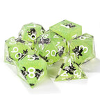 Dynamic Music Black Cat Light Blue Glitter Resin DND Dice Set