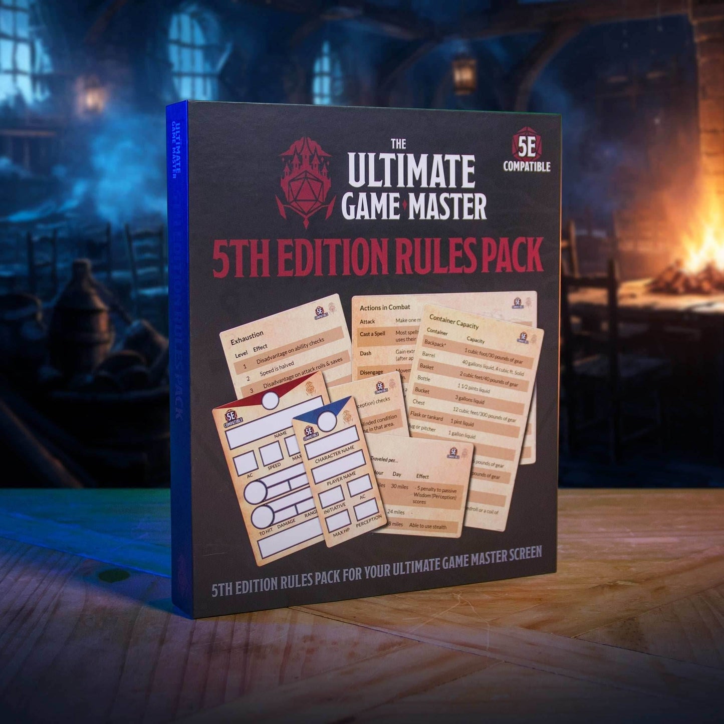 5th Edition Rules Pack - D&D 5e Magnetic Charts & Trackers for Game Master Screen - 