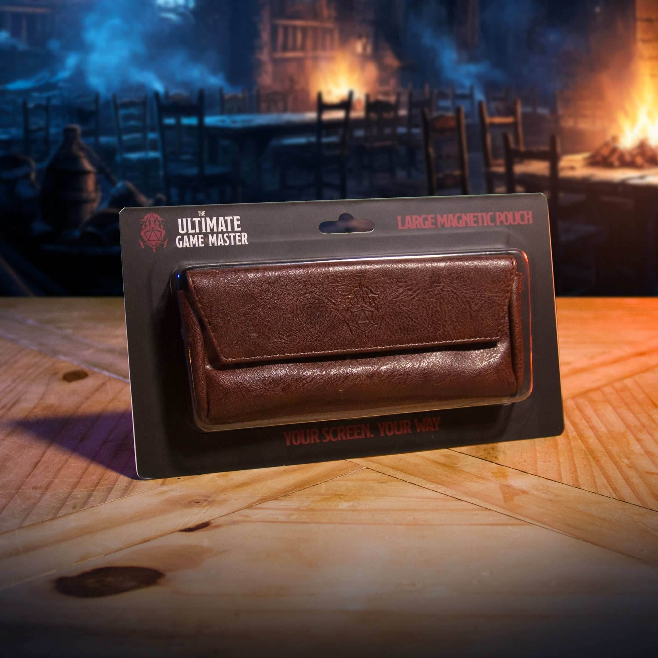 Large Magnetic Pouch - Premium Storage for Game Master Screen DM Accessories - Brown