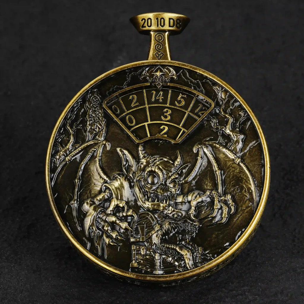 Unique Metal DND Spinning Dice Pocket Watch