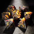 Unique Flame Stone Dice: The color of volcanic lava DND Gemstone Dice Set
