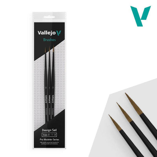 Hobby Brushes: Pro Modeler - Natural Hair - Design Set - Sizes 0, 1 & 2 - 