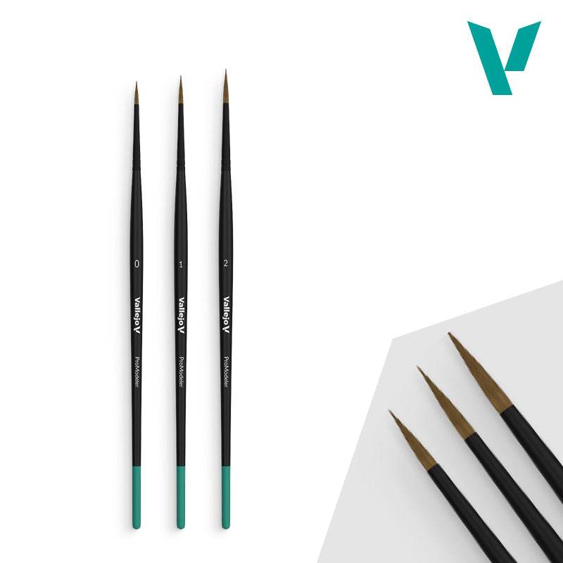 Hobby Brushes: Pro Modeler - Natural Hair - Design Set - Sizes 0, 1 & 2 - 
