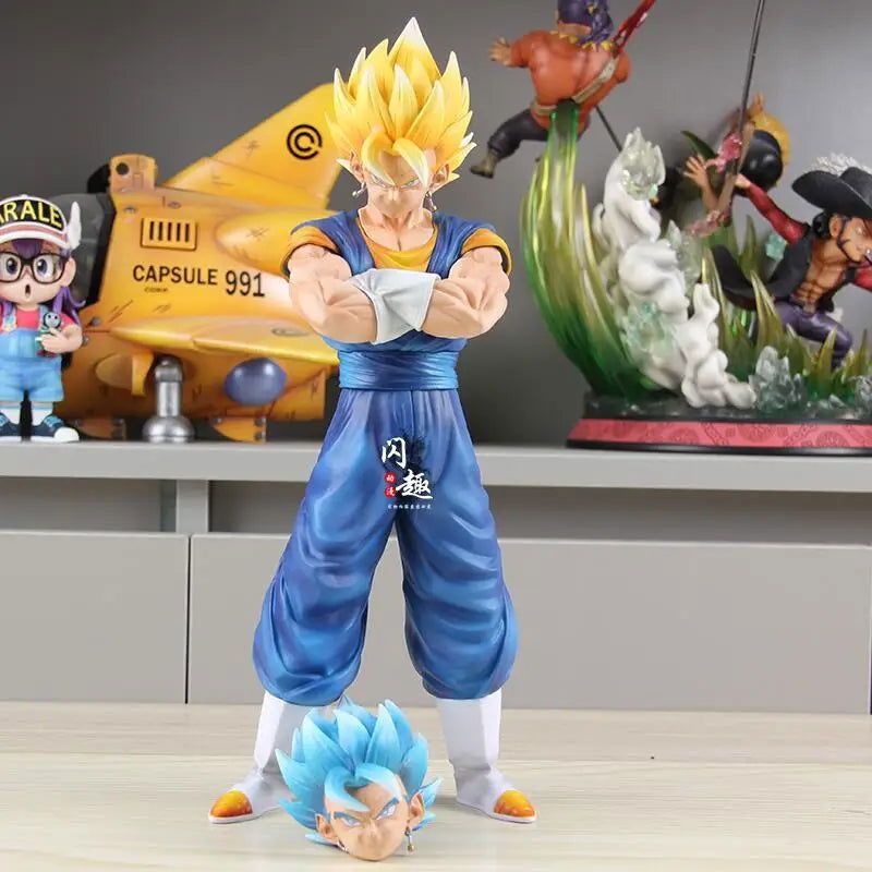 Vegito and Gogeta Anime Figurines, Swapable Super Saiyan and Blue Heads Dragon Ball Super GT 30 CM