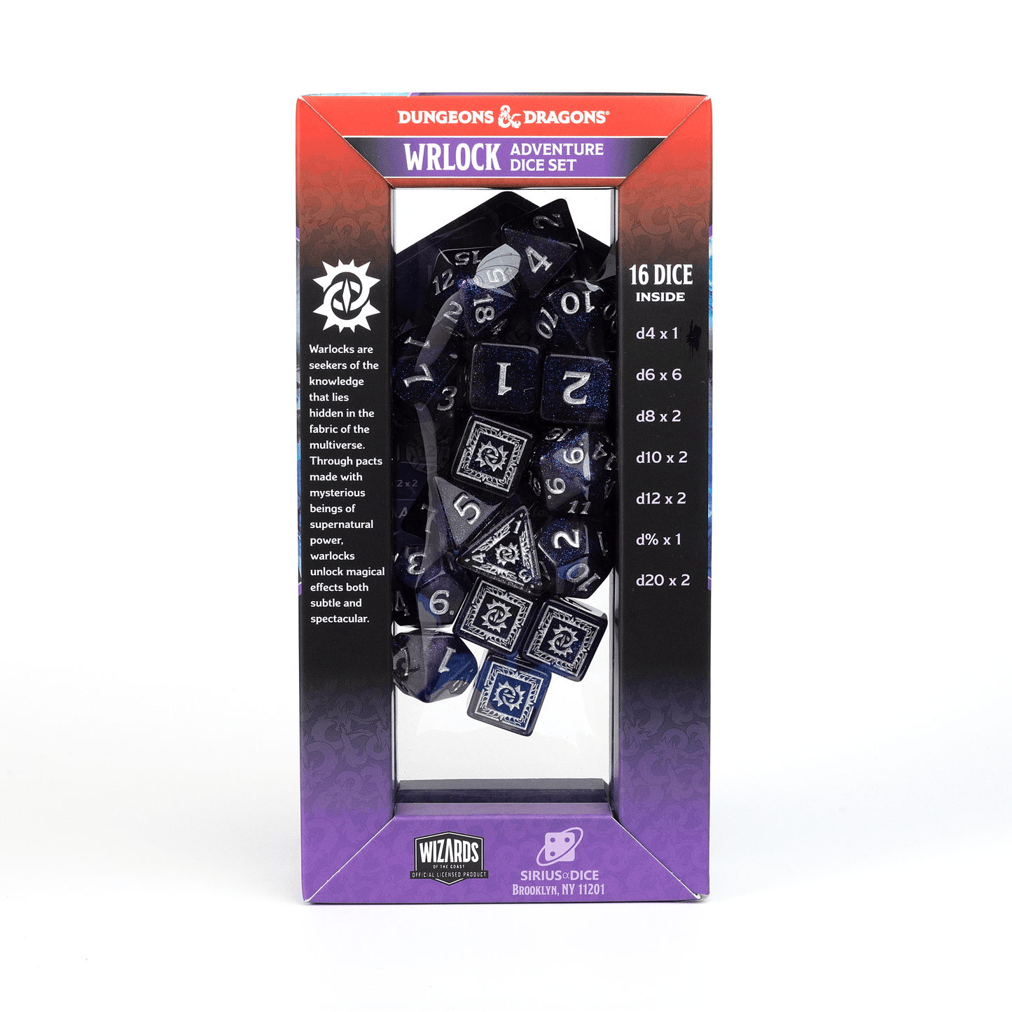 D&D Adventure Dice Set - Warlock Edition | Purple 16pc Collection - 