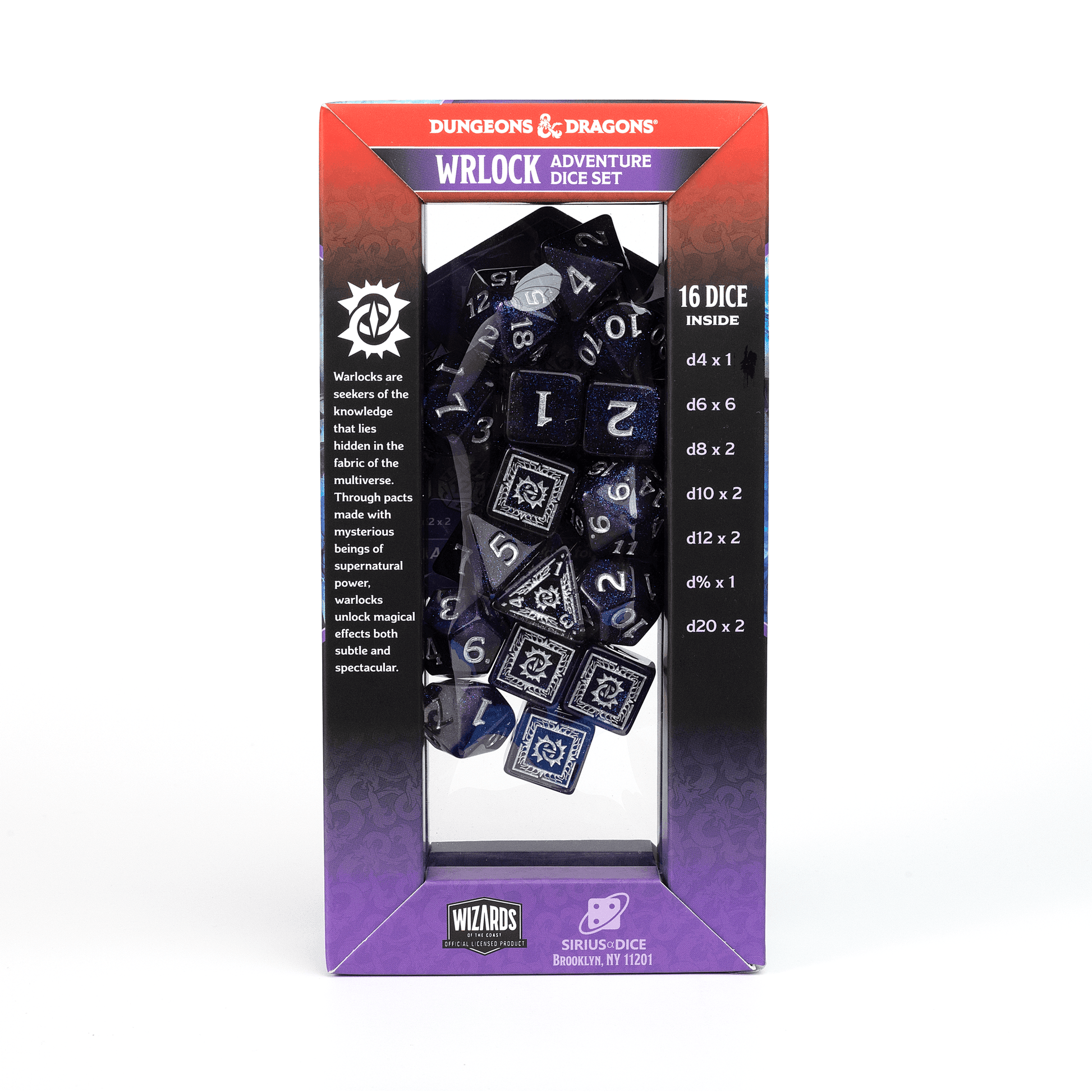 D&D Adventure Dice Set - Warlock Edition | Purple 16pc Collection - 