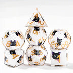 Black purple ears and big eyes cute cat resin DND dice set