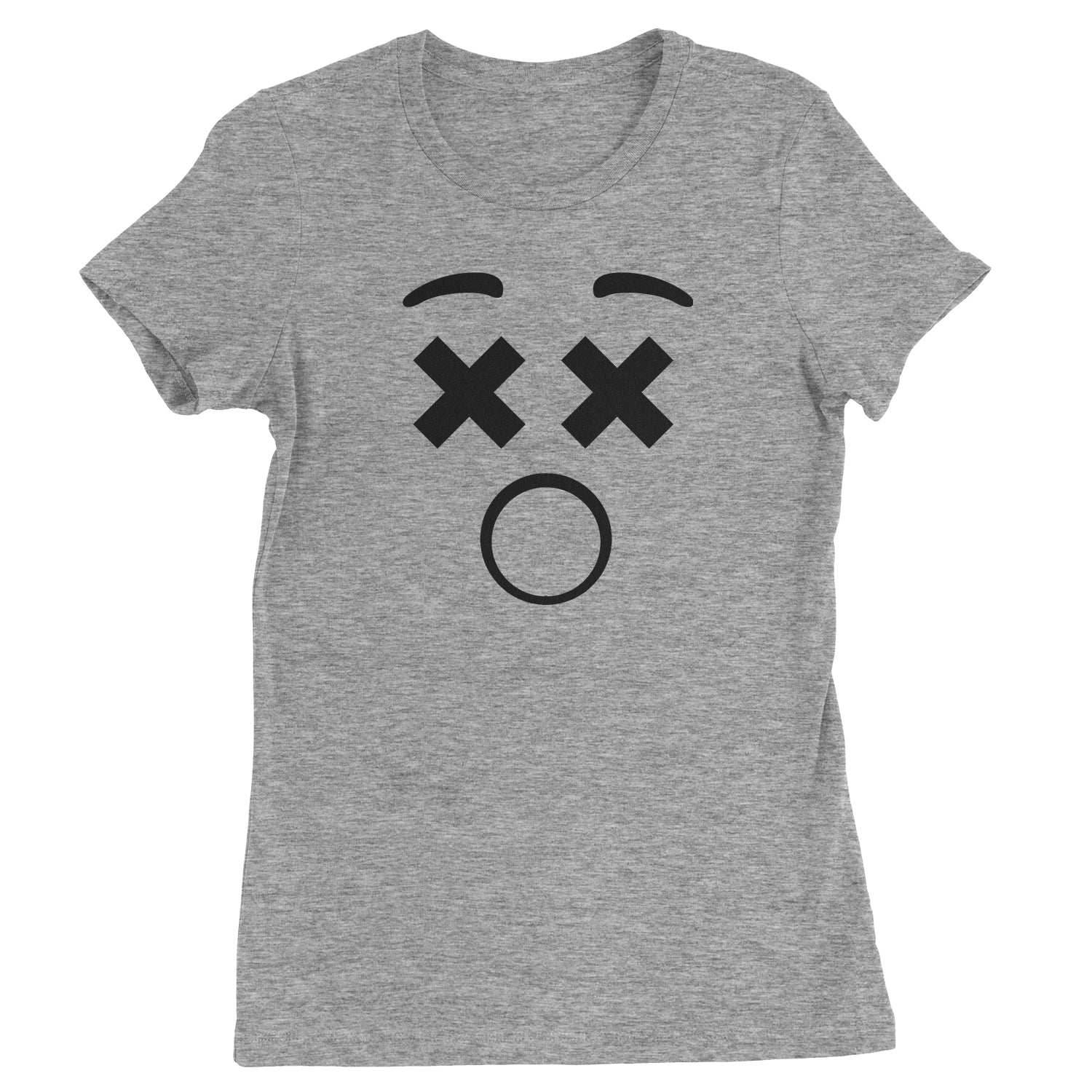 Emoticon XX Eyes Smile Face Womens T-shirt - Heather Grey / Womens X-Small