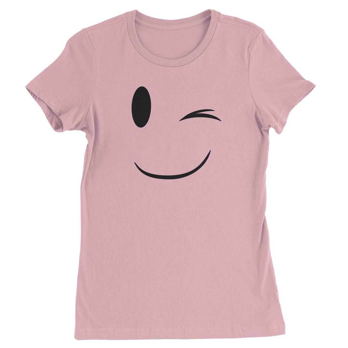 Emoticon Winking Smile Face Womens T-shirt - Light Pink / Womens X-Small
