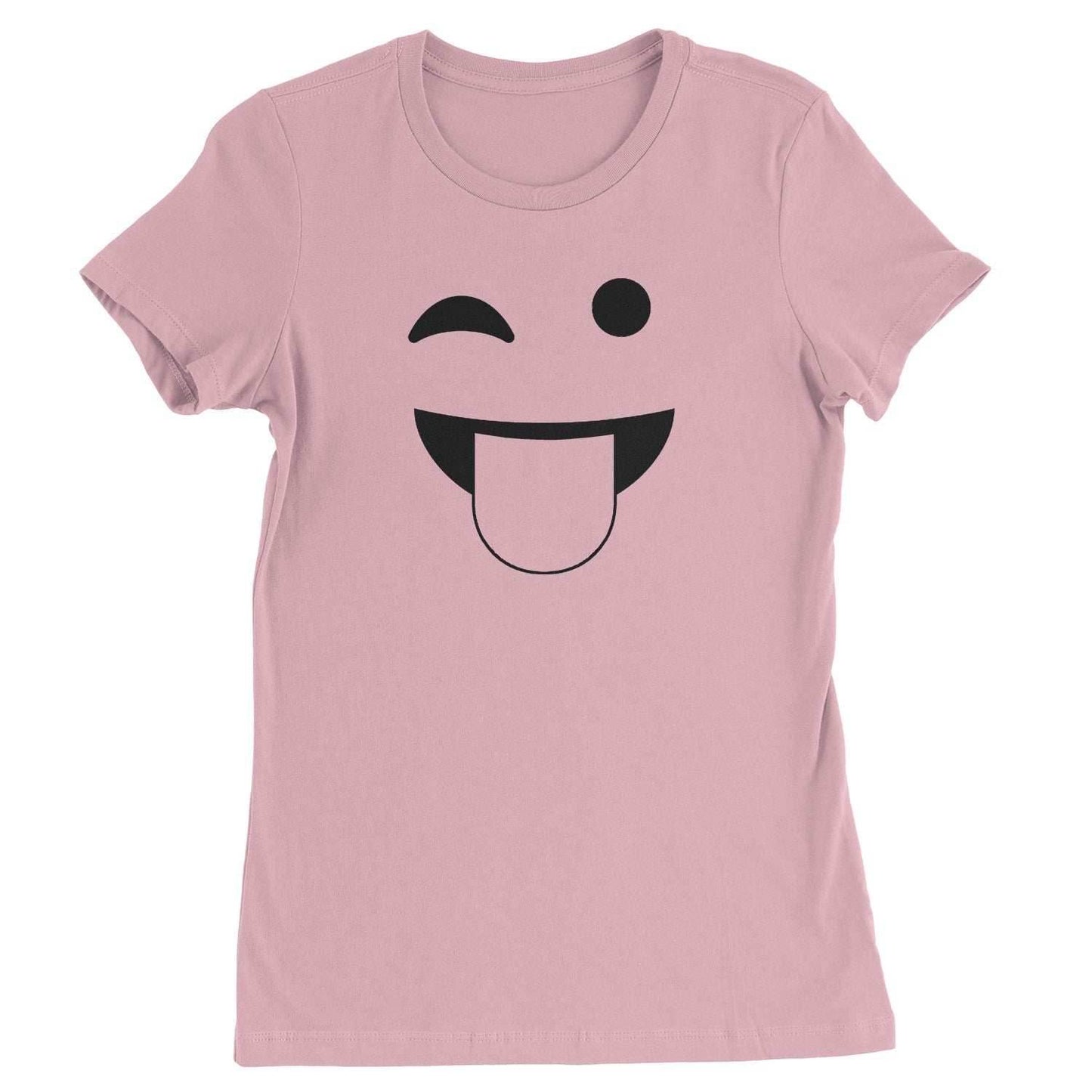 Emoticon Tongue Hanging Out Smile Face Womens T-shirt - Light Pink / Womens X-Small