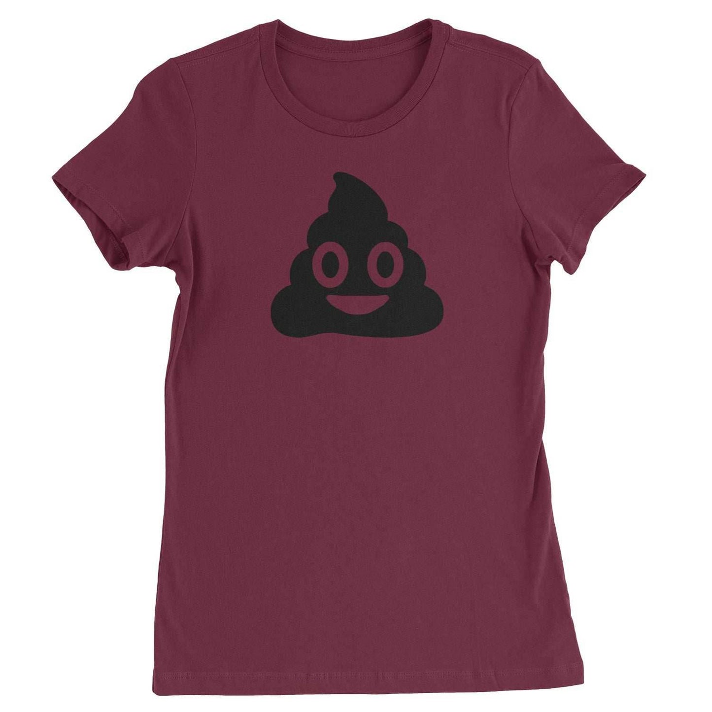 Emoticon Poop Face Smile Face Womens T-shirt - Maroon / Womens X-Small