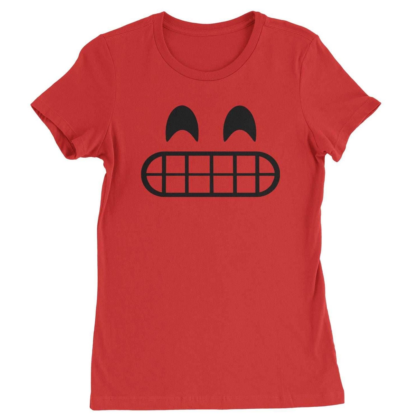 Emoticon Grinning Smile Face Womens T-shirt - Red / Womens X-Small