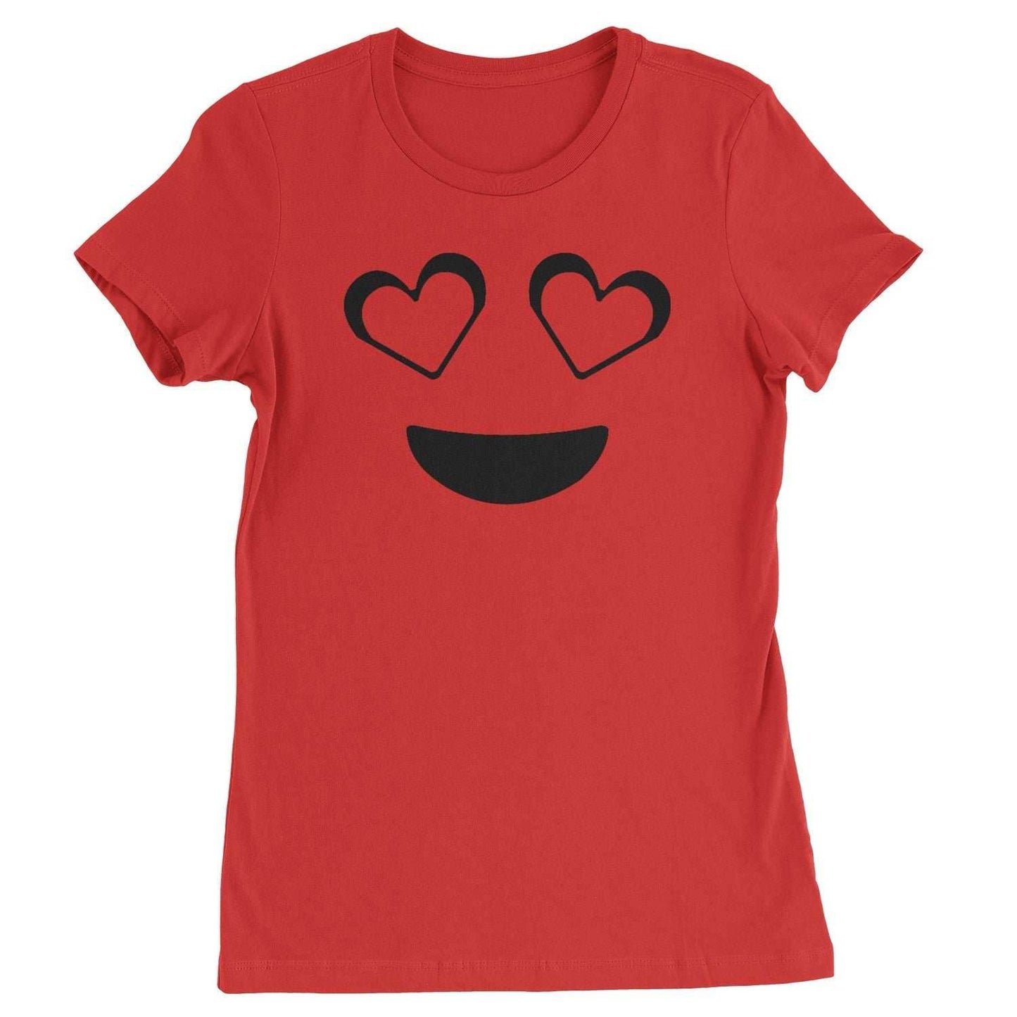 Emoticon Heart Eyes Smile Face Womens T-shirt - Red / Womens X-Small