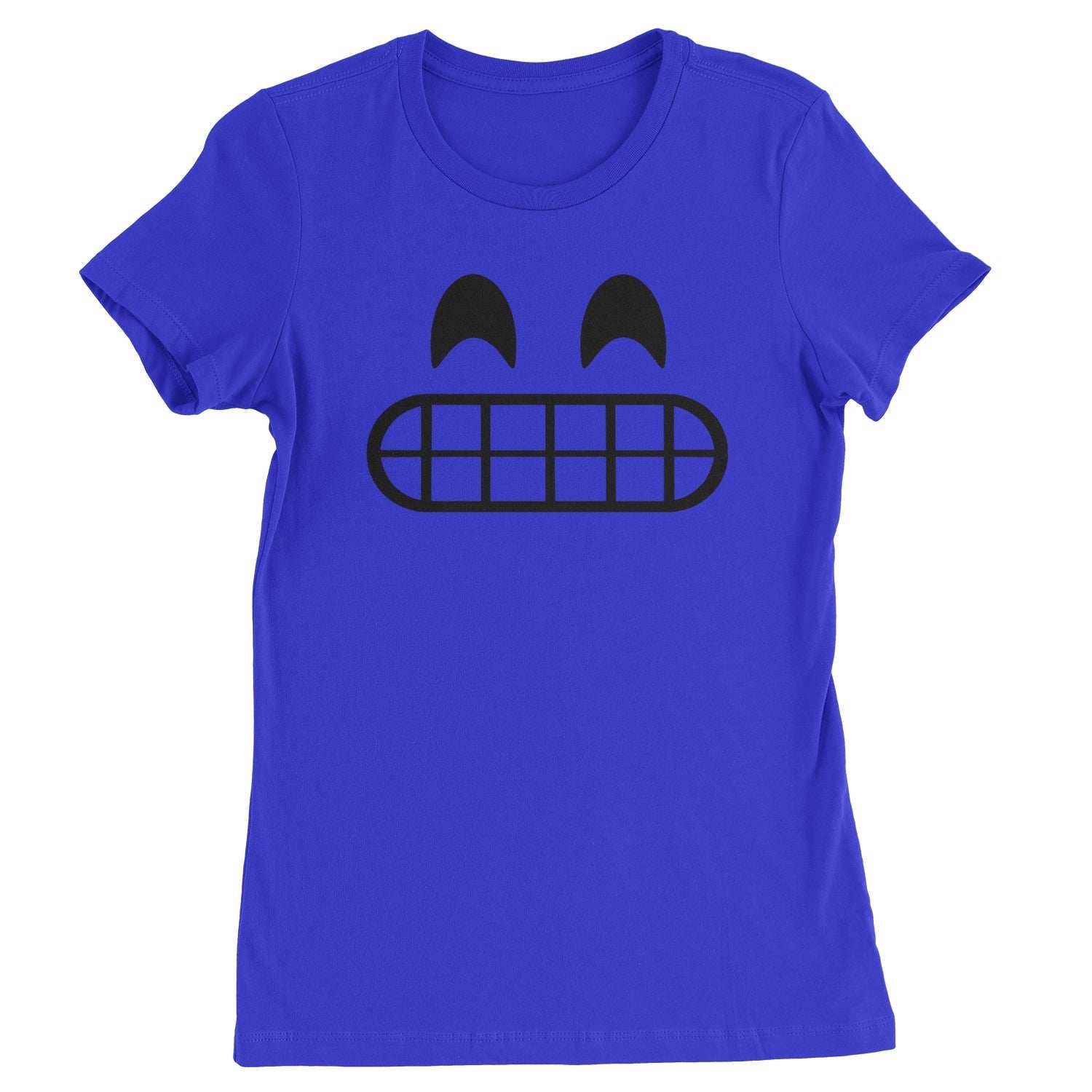 Emoticon Grinning Smile Face Womens T-shirt - Royal Blue / Womens X-Small