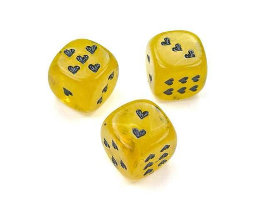 Heart 16mm Cirrus® w/pips Yellow/black d6 - 