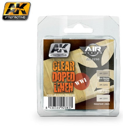 AK Interactive 2290 Air Series: WWI Planes Clear Doped Linen Acrylic Paint Set (3 Colors) 17ml Bottles