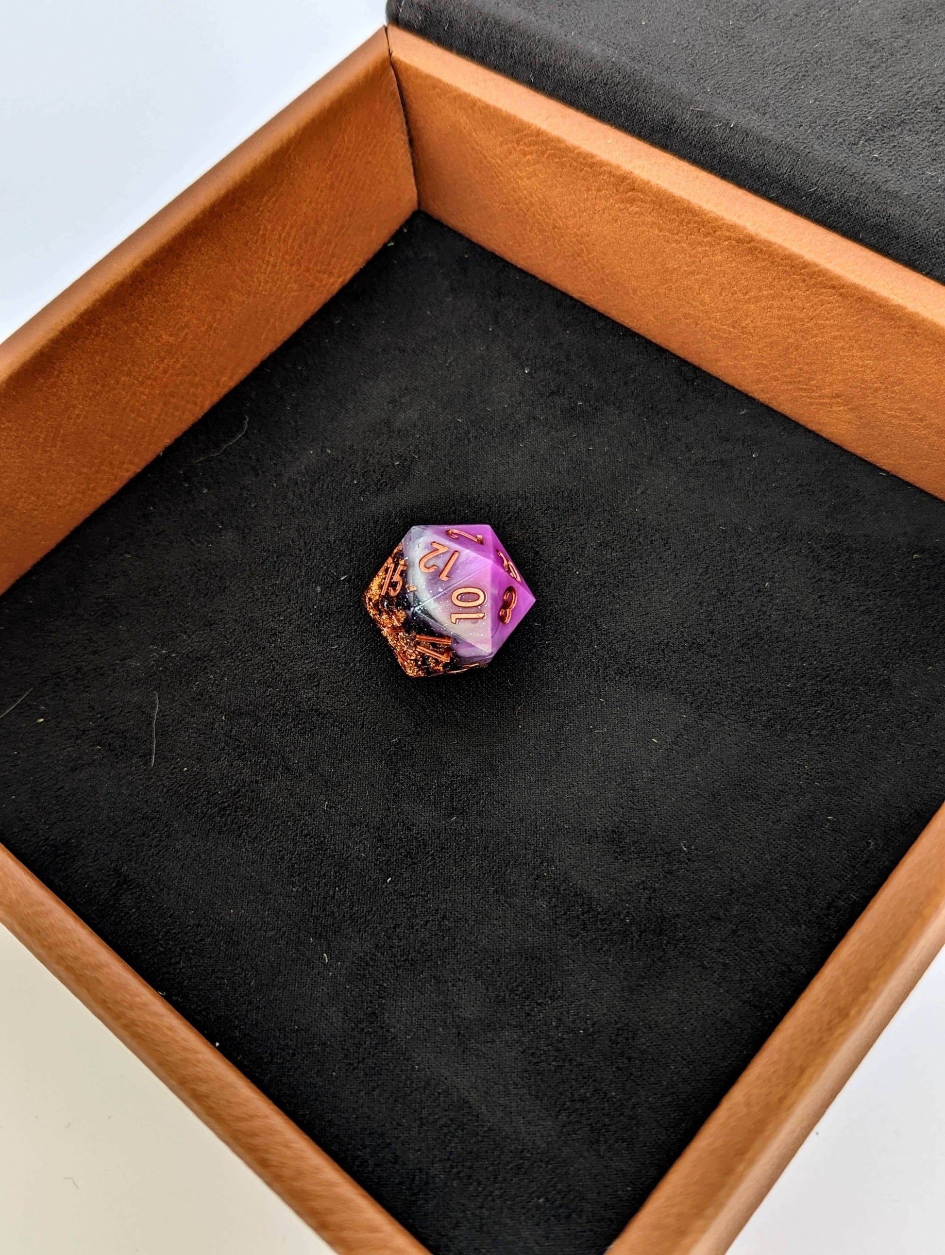 The Fate Twister - D&D - Vegan Leather Dice Box - Chestnut