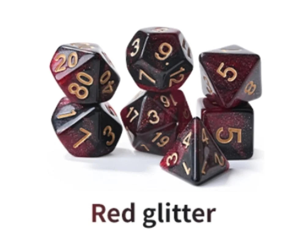 Acrylic Star Glitter DND Dice Set + Dice Tray