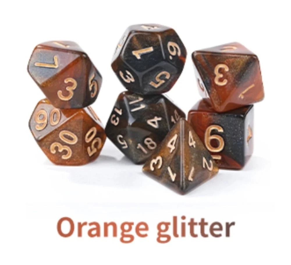 Acrylic Star Glitter DND Dice Set + Dice Tray