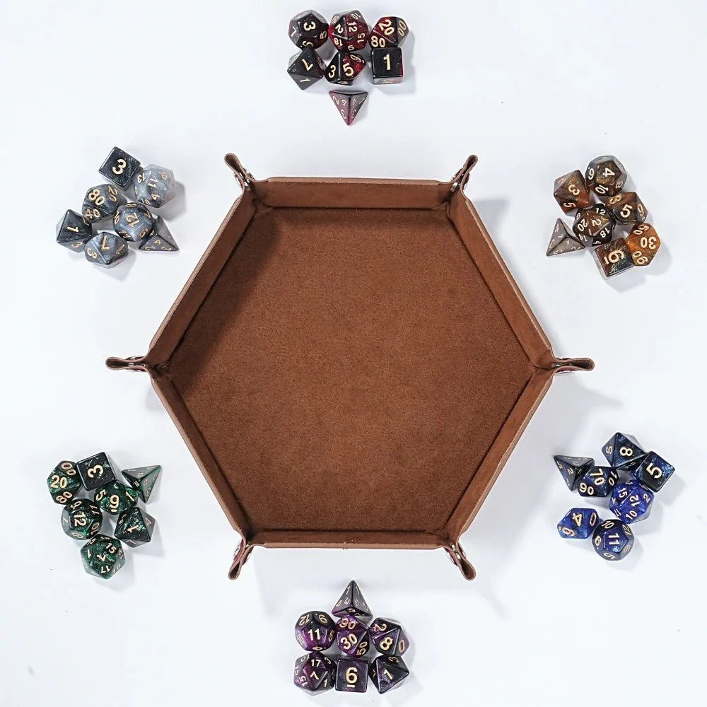 Acrylic Star Glitter DND Dice Set + Dice Tray