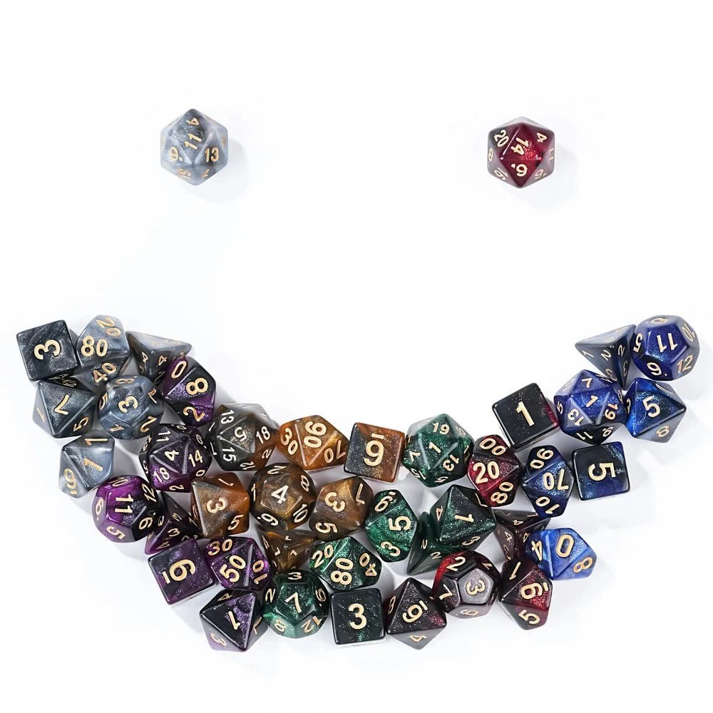 Acrylic Star Glitter DND Dice Set + Dice Tray