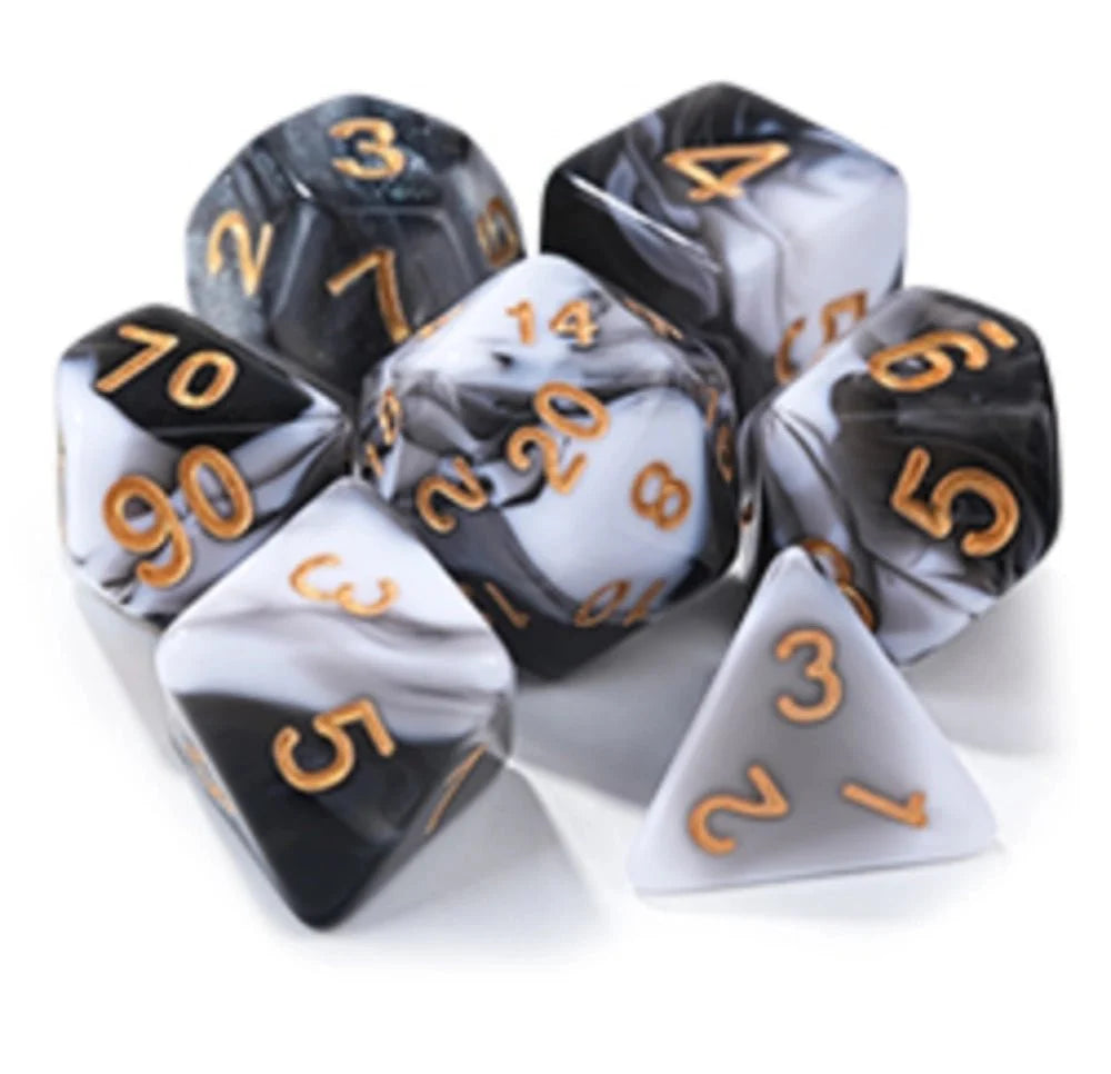 Acrylic two-color mix and match dnd dice set + dice tray