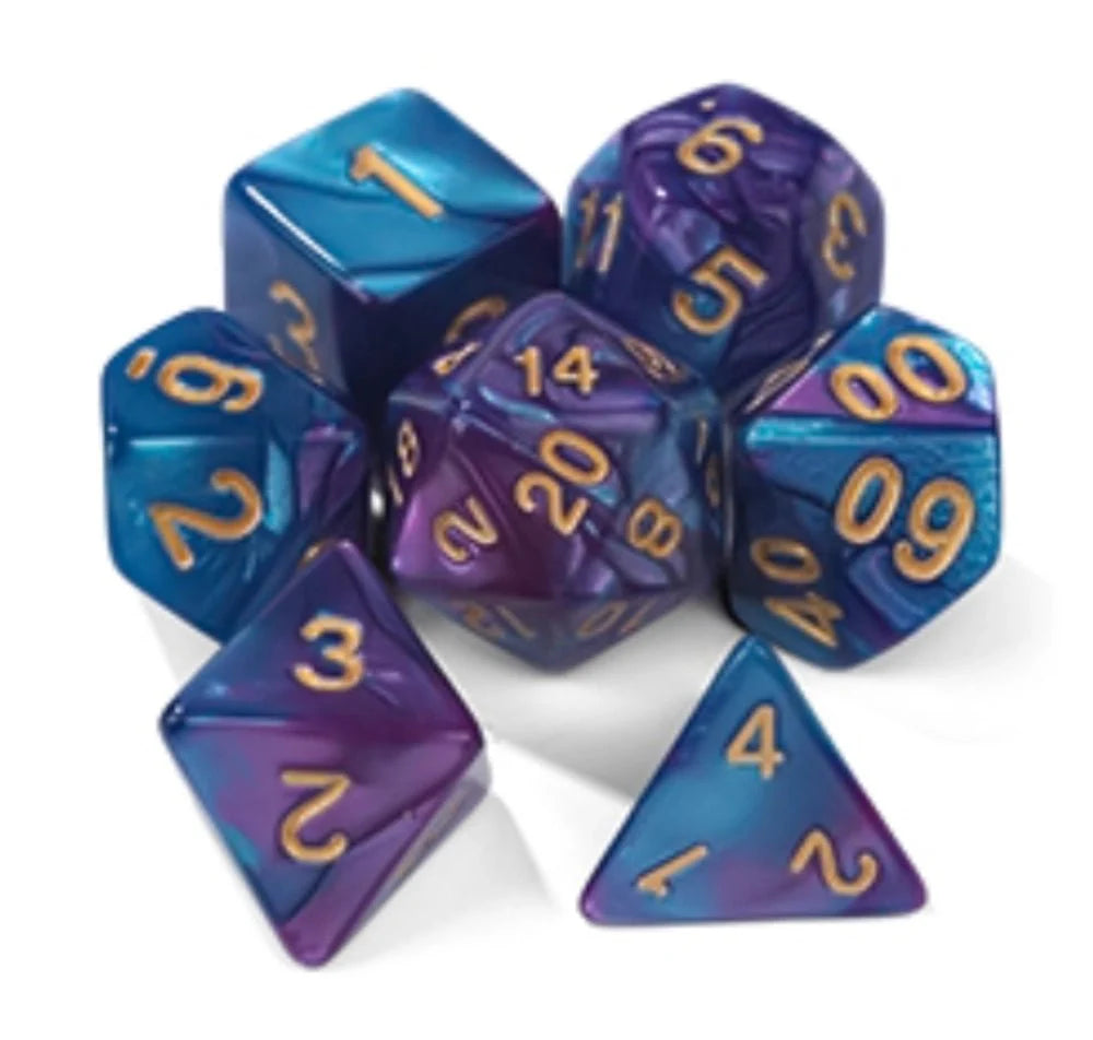 Acrylic two-color mix and match dnd dice set + dice tray