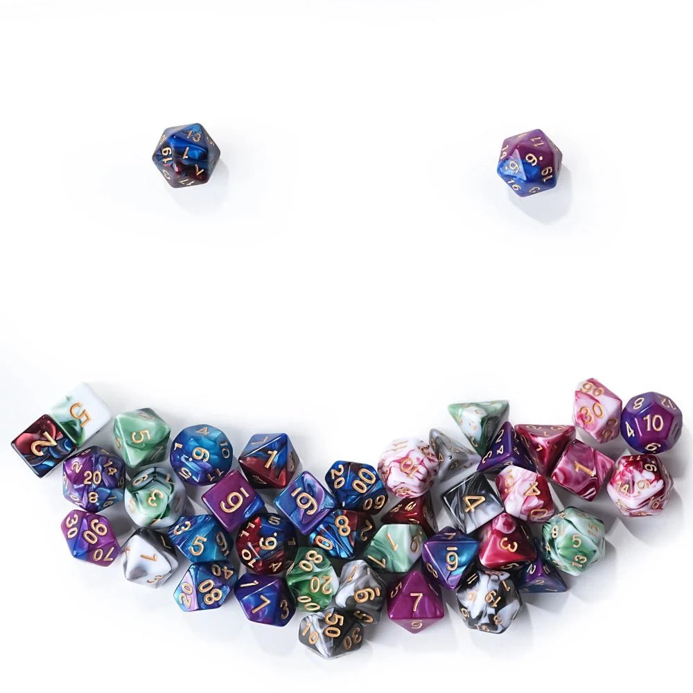 Acrylic two-color mix and match dnd dice set + dice tray