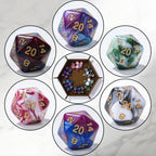 Acrylic two-color mix and match dnd dice set + dice tray