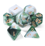Acrylic two-color mix and match dnd dice set + dice tray