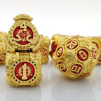 Age of Steam - Precision Gear Metal Dungeons & Dragons Dice Set Imitation Gold Red