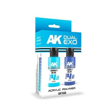 AK Interactive 1558 Dual Exo: Uranus Blue & Cobalt Blue Acrylic Paint Set 60ml Bottles