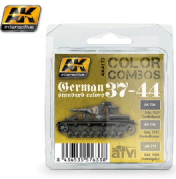 AK Interactive 4172 Color Combos: German Standard 37-44 Acrylic Paint Set (3 Colors) 17ml Bottles
